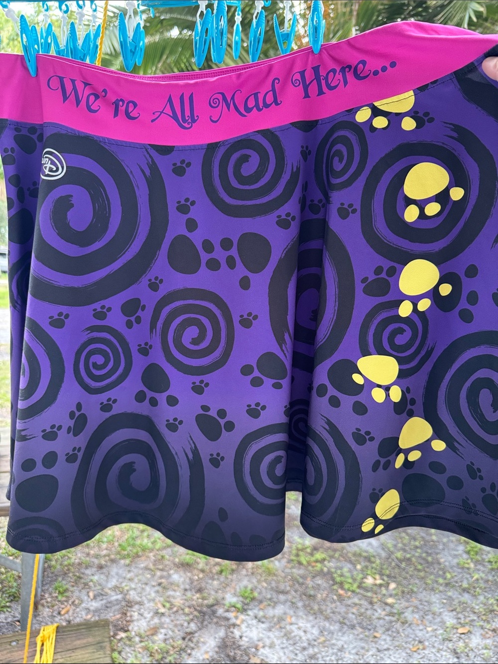 Run Disney Cheshire Skirt Stretch Alice in Wonderland "We're all mad Here" SZ 2X